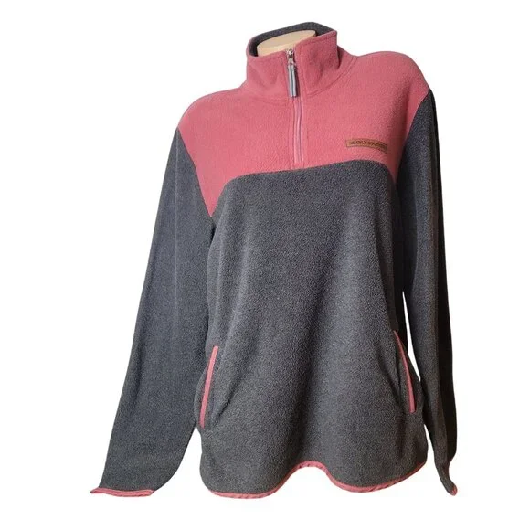 Simply Southern Womens Fleece Pullover Quarter-Zip Colorblock Pink & Gray Size M - Picture 9 of 13